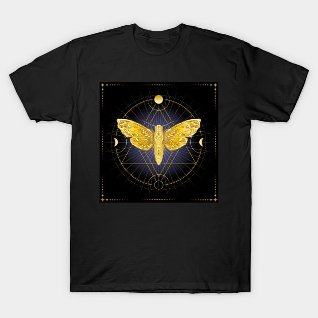 Golden Moth Symbol of Inner Wisdom T-Shirt by devaleta